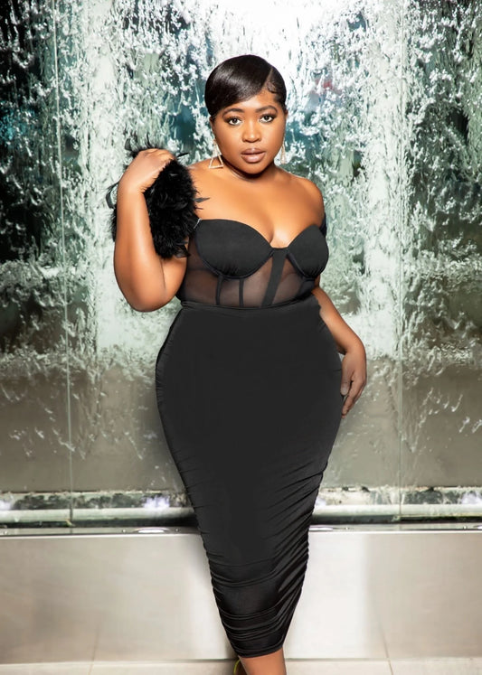 Java Bustier Short Sleeve Mesh Bodysuit