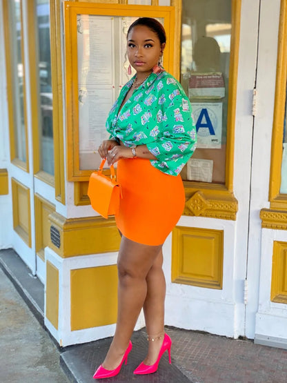 Nara Mini Skirt (Orange)